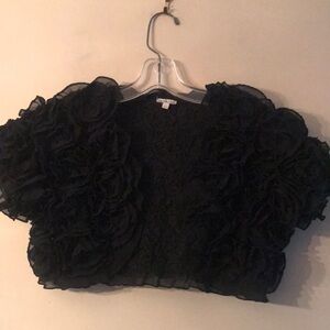Shrug Elegant Black Ruffled Size Small